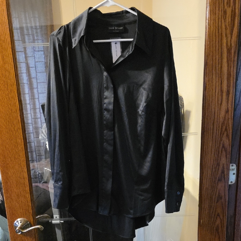 Lane Bryant Elegant Black Dress Shirt